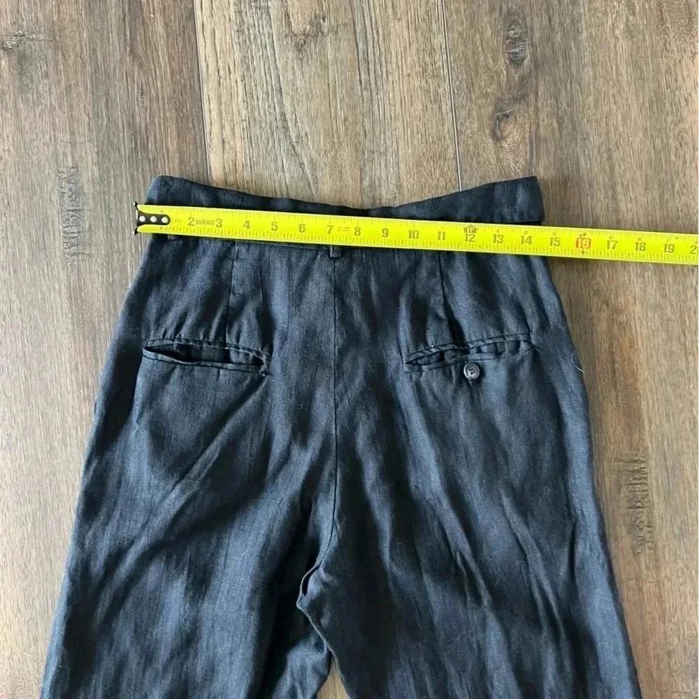 Reformation Pants Foldover Waistband Pleated Cuffed Hem Pockets Size 4 Black
